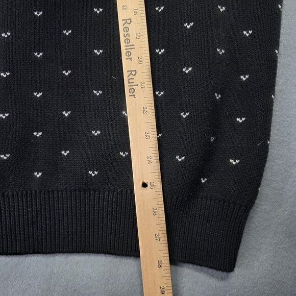 Chaps Sweater Mens Large Black Mock Neck 3-Button Fair Isle Polar Bear Cotton - Picture 7 of 9